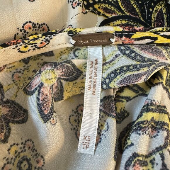 Free People Arzel Printed Mini Boho Dress X-SMALL Tea Combo - Picture 11 of 12